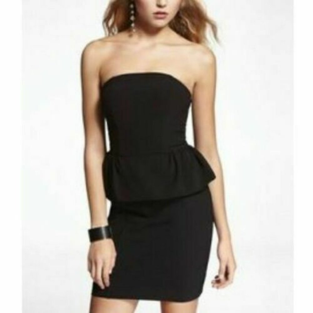 Express Black Strapless Peplum Dress Size 12